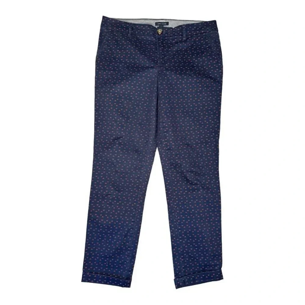Tommy Hilfiger Women’s Size 6‎ Navy Blue Cuffed Ankle Pants With Red Triangles